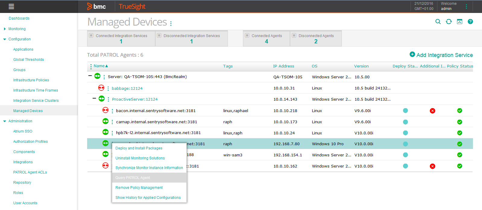 Querying the PATROL Agent from the TrueSight Console